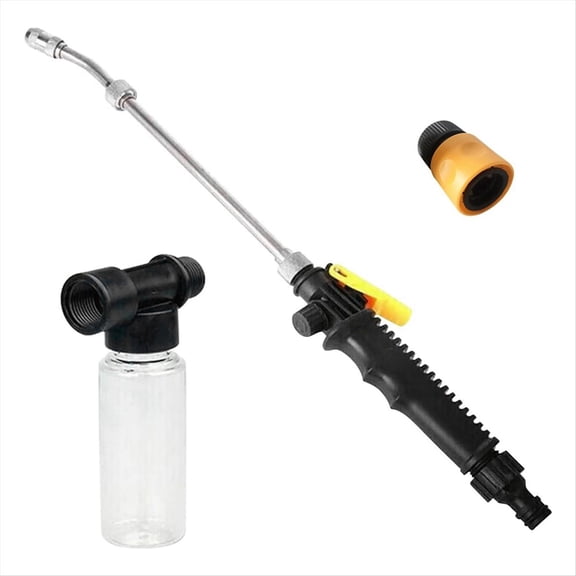 2-In-1 High Pressure Power Nozzle, 25.6 Inch Watering Sprayer Cleaning Tool with Foam Pot & Standard Connector,Black