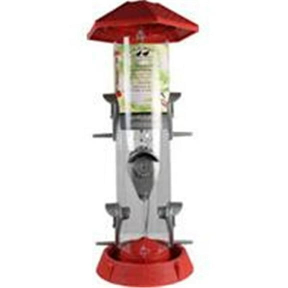 2-In-1 Hinged-Port Bird Feeder, Red And Clear- 1.75 lbs.