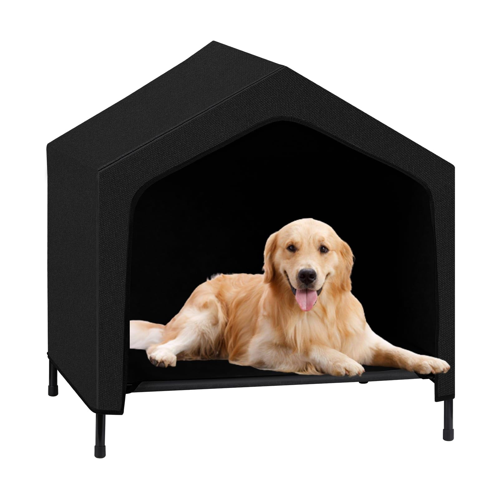 2 In 1 House for Large Dogs Outside & Elevated Dog Bed,Waterproof Dog
