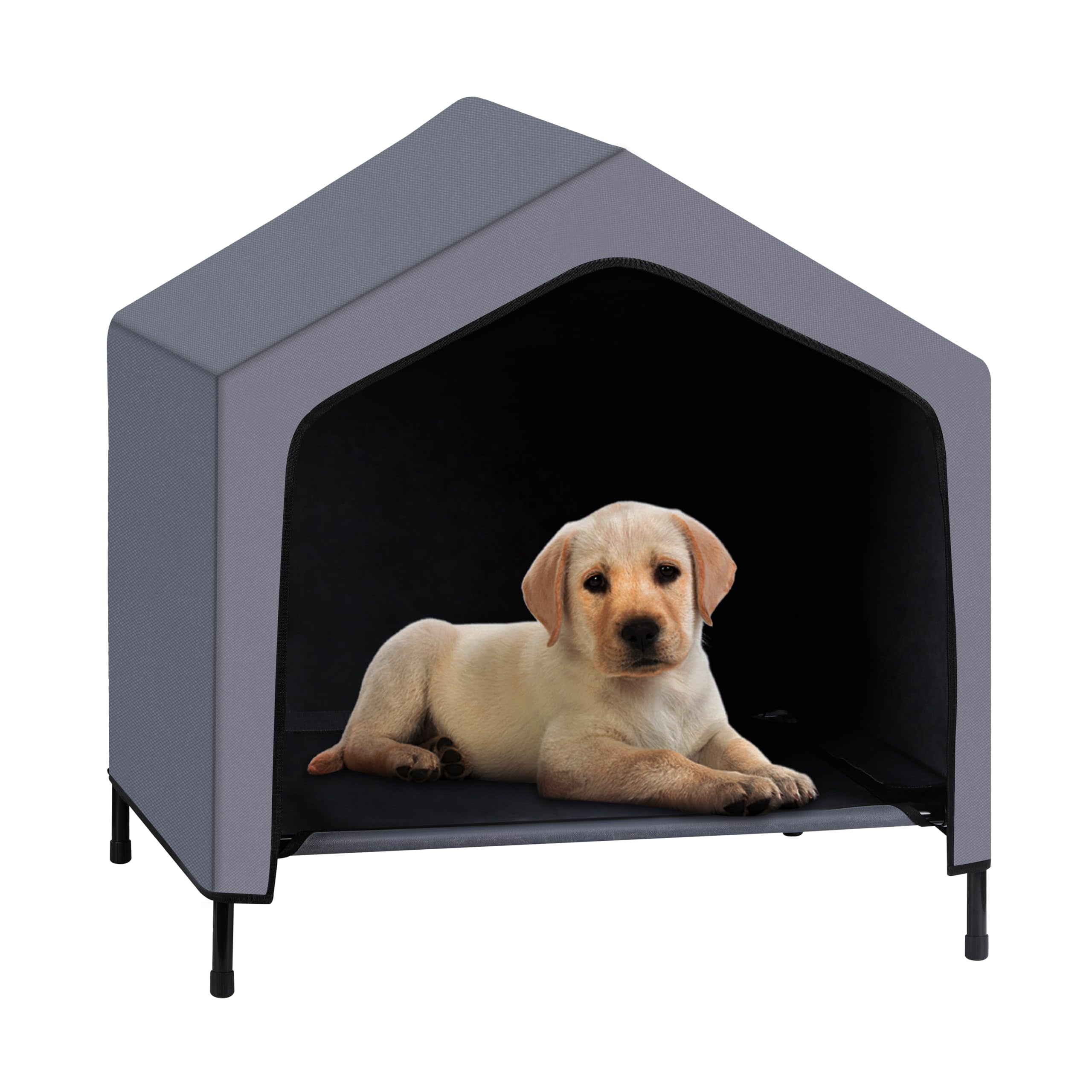 2 In 1 House for Large Dogs Outside & Elevated Dog Bed,Waterproof Dog