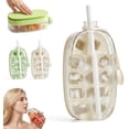 thumbnail image 1 of 2-In-1 Ice Cube Tray Bottle with Straw, Portable Silicone Ice Cube Cup, Zero-Touch Push Release Ice Mold for Coffee, Juice Beverages (White), 1 of 9
