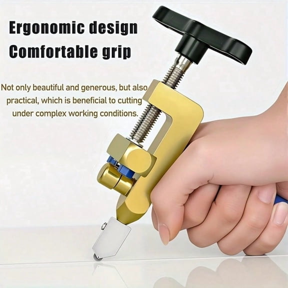 2 In 1 Manual Glass Tile Cutter With Rhinestone Wheel, Adjustable Base Precision DIY Construction Cutting Tool