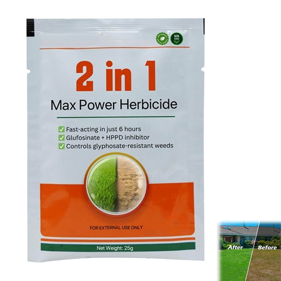 Low Toxicity 2 In 1 Max Power Herbicide Long Lasting Control Of Annual And Biennial Weeds Efficient Weed Removal No Irritating Chemicals 2PCS