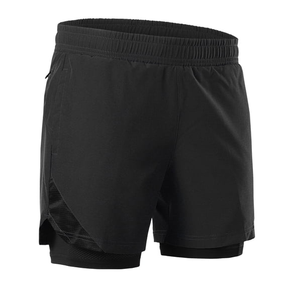 2-In-1 Men Running Shorts With Towel Loop Pockets Quick Dry Exercise Shorts For Training Gym Workout