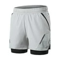 thumbnail image 1 of 2-In-1 Men Running Shorts with Zipper Pockets Quick  Exercise Shorts for Training Gym Workout, 1 of 7