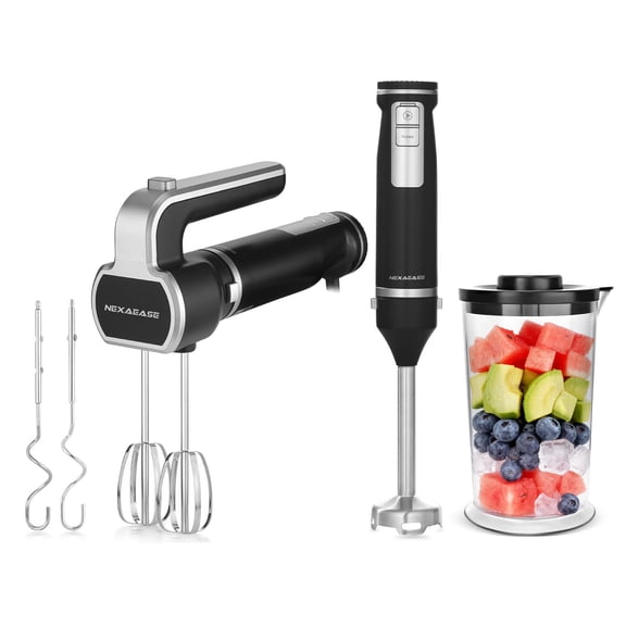 2-In-1 Mixer Immersion Blender Electric Handheld, Portable Blender Electric Mixer with Beater Dough Whisk & Blending Cup, Food Processor Kitchen Gadgets for Smoothies Baby Food Baking & Soup Y101