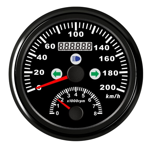 2 In 1 Multifunctional 85mm Gauge 0-200 KMH GPS Speedometer Gauge+Antenna 0-8000 RPM Tachometer With Turn Light For Auto Boat ,Easy to Install
