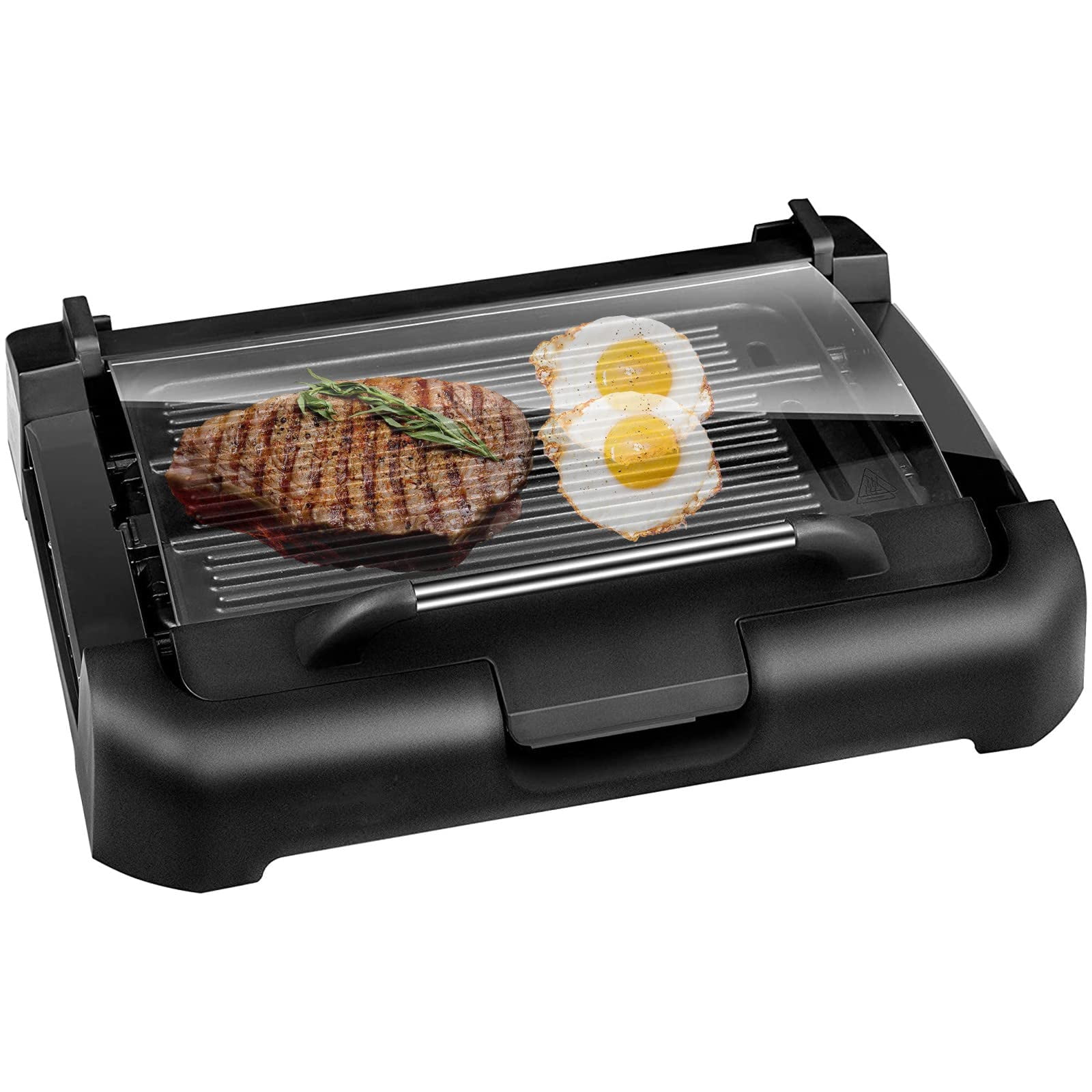 T-fal GC702 OptiGrill Stainless Steel Indoor Electric Grill with Removable  and Dishwasher Safe plates,1800-watt, Silver