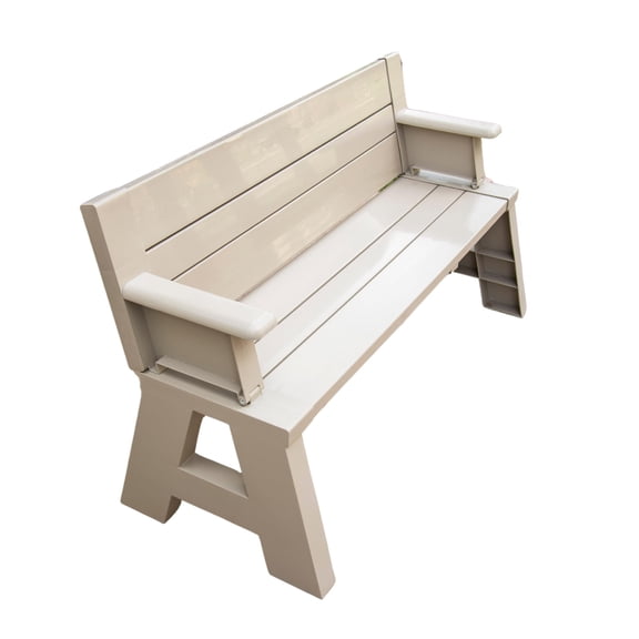 2 In 1 Outdoor Convertible Bench Picnic Table Foldable Weather Resistant Patio Seating For Lawn Garden Deck Yard Platinum White Birch
