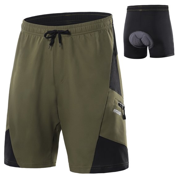 2 In 1 Padded Bike Shorts with Pockets Men Breathable Exercise Shorts for Training Biking Cycling