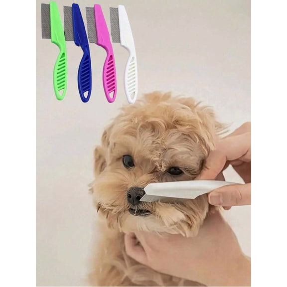 2-In-1 Pet Brush - Flea & Fur Remover, Plastic Teeth Flea Comb, Effectively Trims And Gently Removes Dandruff And Fleas. Steel Needle Pet Grooming Brush.