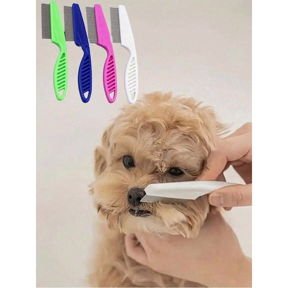 2-In-1 Pet Brush - Flea & Fur Remover, Plastic Teeth Flea Comb, Effectively Trims And Gently Removes Dandruff And Fleas. Steel Needle Pet Grooming Brush.