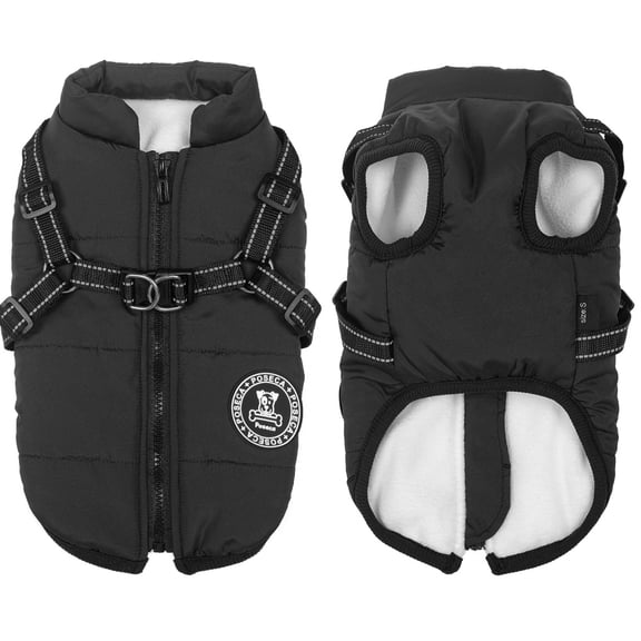 2 In 1 Pet Dog Autumn Winter Skiing Costume Cotton Padded Vest With Durable Chest Strap Harness
