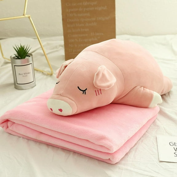 2-In-1 Pillow with Built-In Blanket Two in One Cartoon Animal Pillow with Built in Blanket Dual Purpose Office Car Nap Blanket Winter Thickened Sofa Pillow with Dual Functions