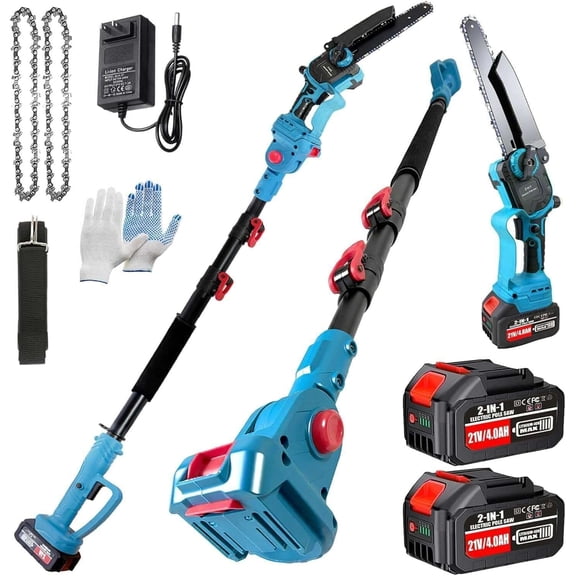 2-In-1  Pole Saws for Tree Trimming, 8 Inch Mini  with Extension Pole and 2x4.0Ah  , Brushless ,  16FT Cordless Pole , Tree Trimmer Limb Branch  Pruner
