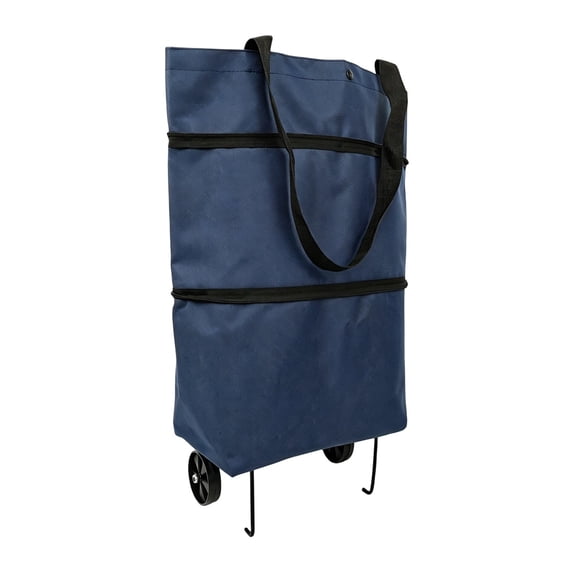 2 In 1 Portable Shopping Trolley Cart 23 Liters Lightweight Wheeled Grocery Carrier 12.5kg Weight Capacity