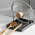 thumbnail image 1 of 2 In 1 Pot Lid Holder and Spoon Rest, Stainless Steel Plastic Combined Countertop Kitchen Utensil Organizer, 1 of 5