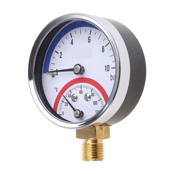 2 In 1 Pressure Gauge Gauge & Thermometer 10 Bar Temperature Pressure Meter ,Corrosion Resistance