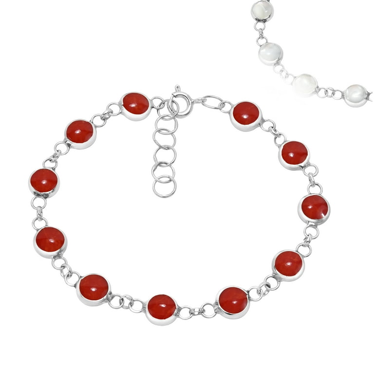 2 In 1 Reconstructed Red Coral and White Shell Sterling