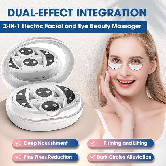 2-In-1 Red Light Microcurrent Facial & Eye Massager, Portable Electric Beauty Device for Eye Fatigue Relief, Lifting & Dark Circle Reduction