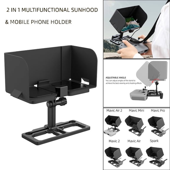 2 In 1 Remote Controller Phone Holder With Sunhood For Dji Mavic 2 Mini Drone Accessory