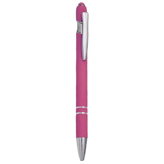 2-In-1 Retractable Ballpoint Pen with Stylus Tip, Oimcto Metal Pen for Touchscreen, 1.0 mm, 4mL, Stylus & Pen Combo, Great for Business, Students, Teachers, Doctors, Refillable, Pocket Clip, Pink