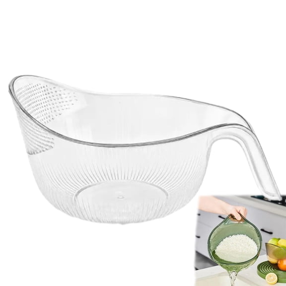 2-In-1 Rice Strainer, Multipurpose Rice Washing Bowl with Drain Strainer & Handle, Dual Use Kitchen Basket for Rice, Beans, Fruit and Vegetable Rinsing