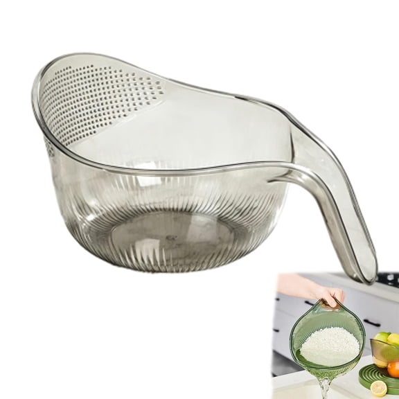 2-In-1 Rice Strainer, Multipurpose Rice Washing Bowl with Drain Strainer & Handle, Dual Use Kitchen Basket for Rice, Beans, Fruit and Vegetable Rinsing