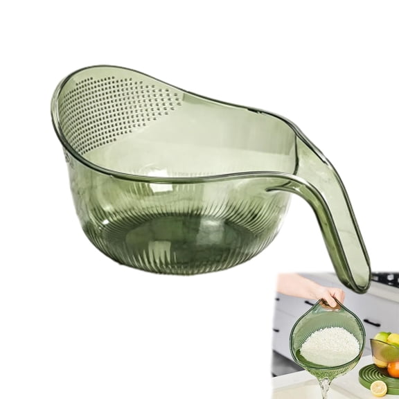 2-In-1 Rice Strainer, Multipurpose Rice Washing Bowl with Drain Strainer & Handle, Dual Use Kitchen Basket for Rice, Beans, Fruit and Vegetable Rinsing