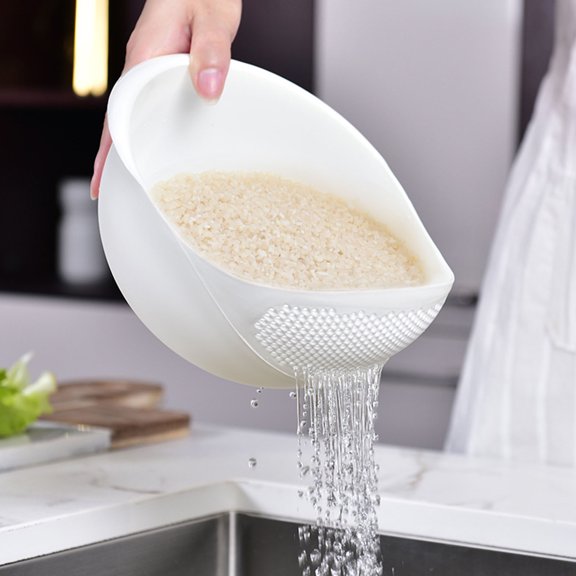2-In-1 Rice Strainer Plastic Rice Bowl Strainer With Handle Drainer For Vegetable Food Ltems Washer Combo Of Washing Cleaning And Storing Food Basket Multipurpose Kitche