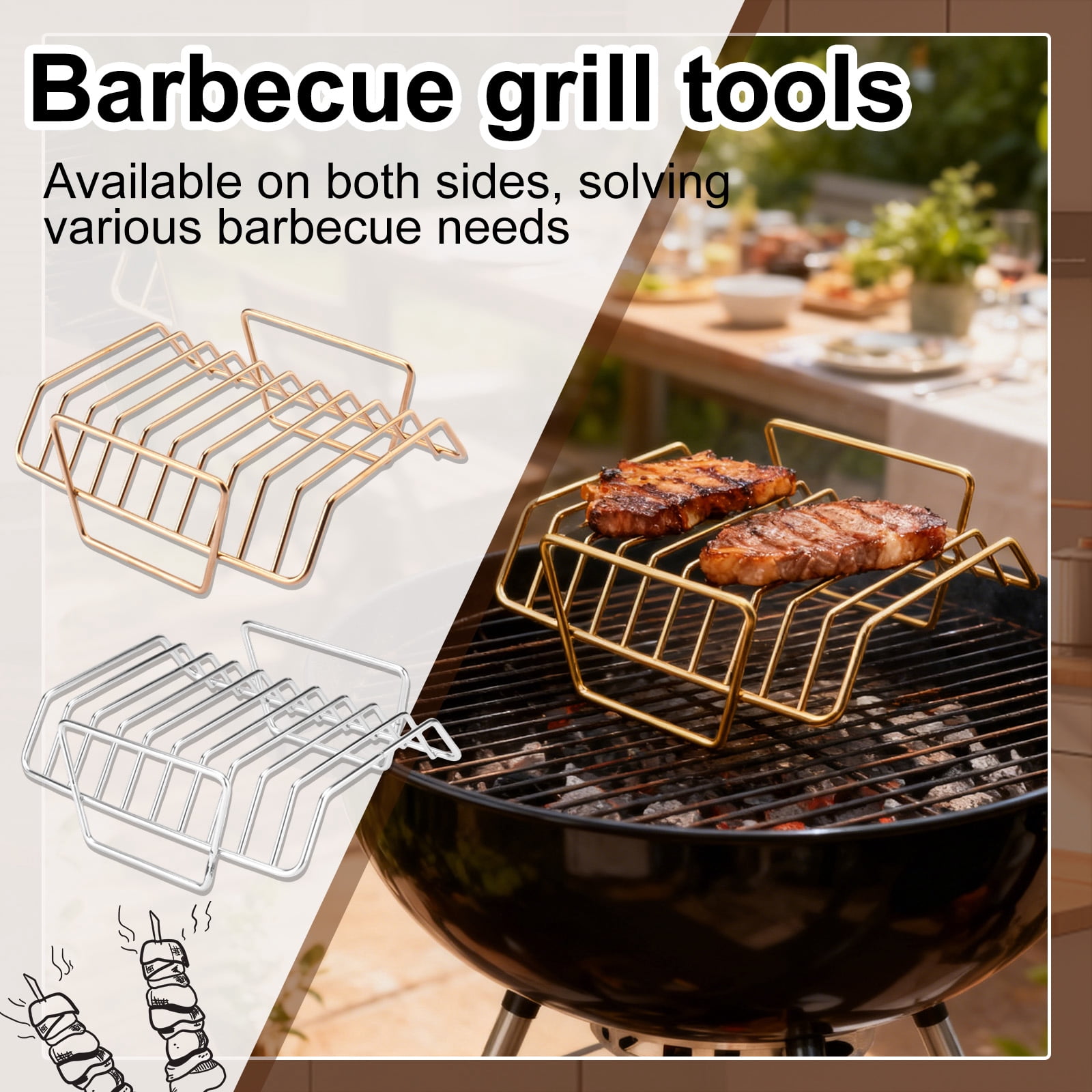 Roasting Rack Insert 2-In-1 Roasting Rack For Turkey, Non-Stick Heavy-Duty Rib Rack For ...