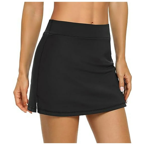 2 In 1 Shorts Crossover High Waisted Tennis Skirt Summer for Athletic Gym Running Shorts with Liner Pockets,Black,XXL