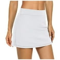 thumbnail image 1 of 2 In 1 Shorts Crossover High Waisted Tennis Skirt Summer for Athletic Gym Running Shorts with Liner Pockets,White,XXXXL, 1 of 4