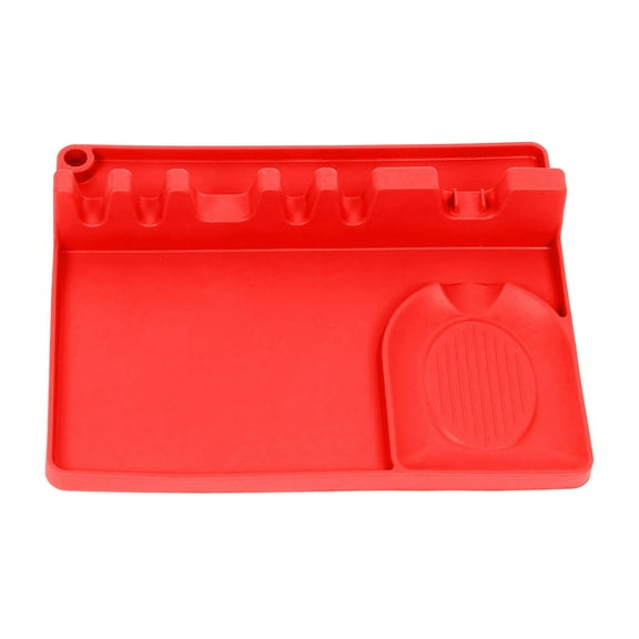 2-In-1 Silicone Spoon Rest & Utensil Holder with 5 Slots, Large 10.2"X7.9" Heat-Resistant Stove-Top Organizer, Hang-Hole Design for Ladles, Spatulas, Tongs, Whisk, Gift for Cook, 1X Soup Spoon Rack