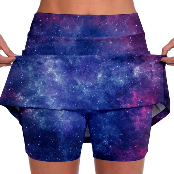 2 In 1 Skorts Skirts for Women 2 In 1 High Waisted A-Line Pleated Mini Skirt Quick Dry Athletic Workout Skirts Shorts with Pockets,Purple,XXXXXL