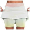 thumbnail image 1 of 2 In 1 Skorts for Women 2 In 1 High Waisted Compression Liner Shorts Summer High Elastic Gym Shorts Tennis Skorts Shorts with Pockets,White,L, 1 of 5