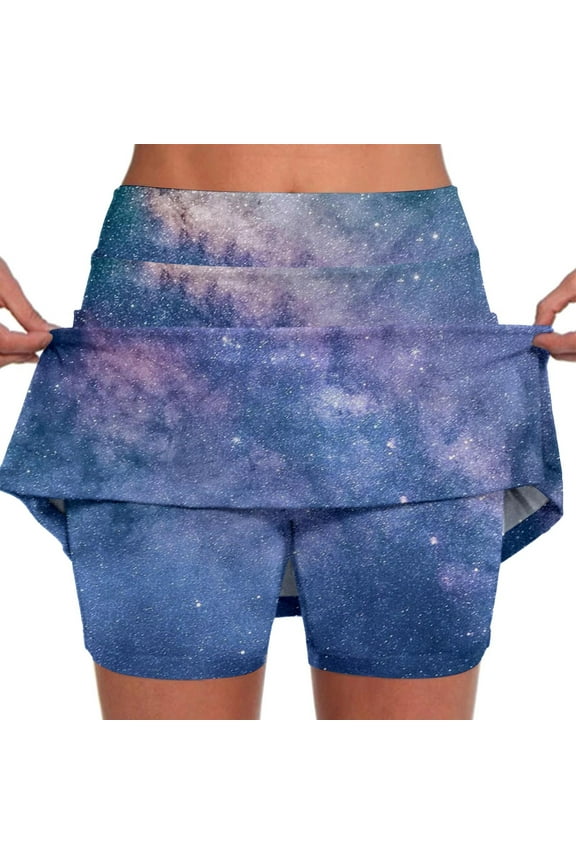 2 In 1 Skorts for Women 2 In 1 High Waisted Tennis Skirt Quick Dry Athletic Workout Skirts Shorts with Pockets,,L