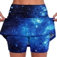 thumbnail image 1 of 2 In 1 Skorts for Women Crossover High Waisted Tennis Skirt with Built-In Shorts Summer for Athletic Gym Running Shorts with Drawstring,Blue,XL, 1 of 5