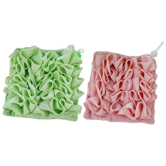 2 In 1 Soap Saver Loofah Sponge For Rich Lather Gentle Exfoliation Bath Sponge With Soft Towel Cloth