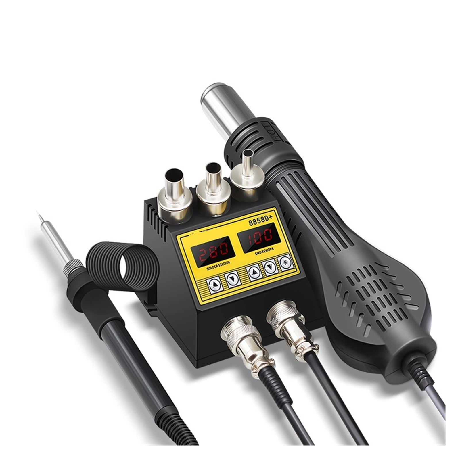 2 In 1 Soldering Station LCD Digital Display BGA Rework Hot Air Blower Heat Gun Hair Dryer Welding Repair Tools 8898 ,Fast Heating