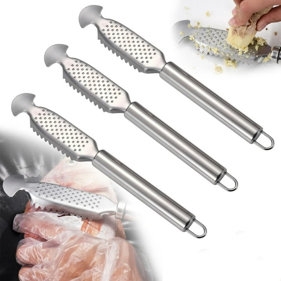 2-In-1 Stainless Steel Fish Scaler + Ginger Grater, Multifunction Fish Scale Remover With Hanging Handle, Kitchen Fish Scales Scraping Tool For Home And Restaurant
