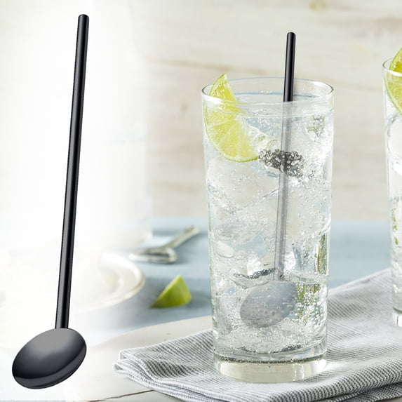 2-In-1 Stainless Steel Spoon Straw for Coffee, Cereal, Smoothies, Milkshakes, Soup, Etc. Reusable Stainless Steel Metal Spoon Straw for Cocktails