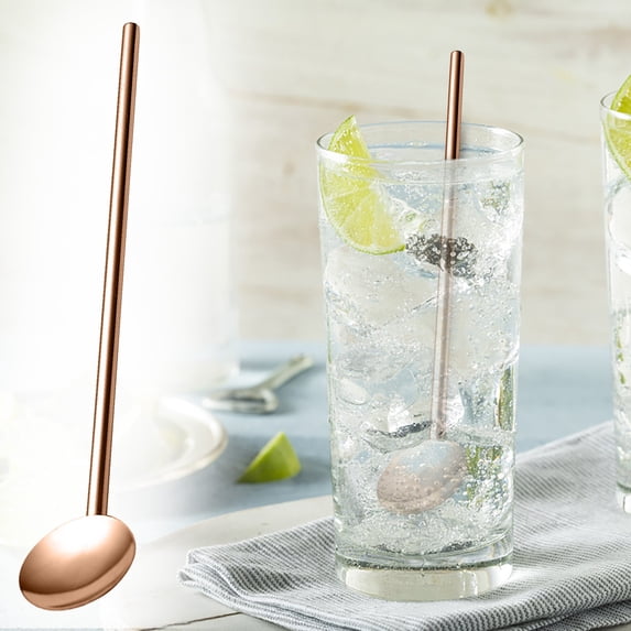 2-In-1 Stainless Steel Spoon Straw for Coffee, Cereal, Smoothies, Milkshakes, Soup, Etc. Reusable Stainless Steel Metal Spoon Straw for Cocktails