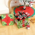 thumbnail image 1 of 2-In-1 Storage Stool With Lid, Red Green Christmas Themed Ottoman For Toy Organization And Seating, Foldable Fabric Bin, 1 of 6