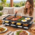 Table Cooker Electric 2-In-1 Table Grill and Griddle, Reversible Nonstick Plate, 8 Cheese ...