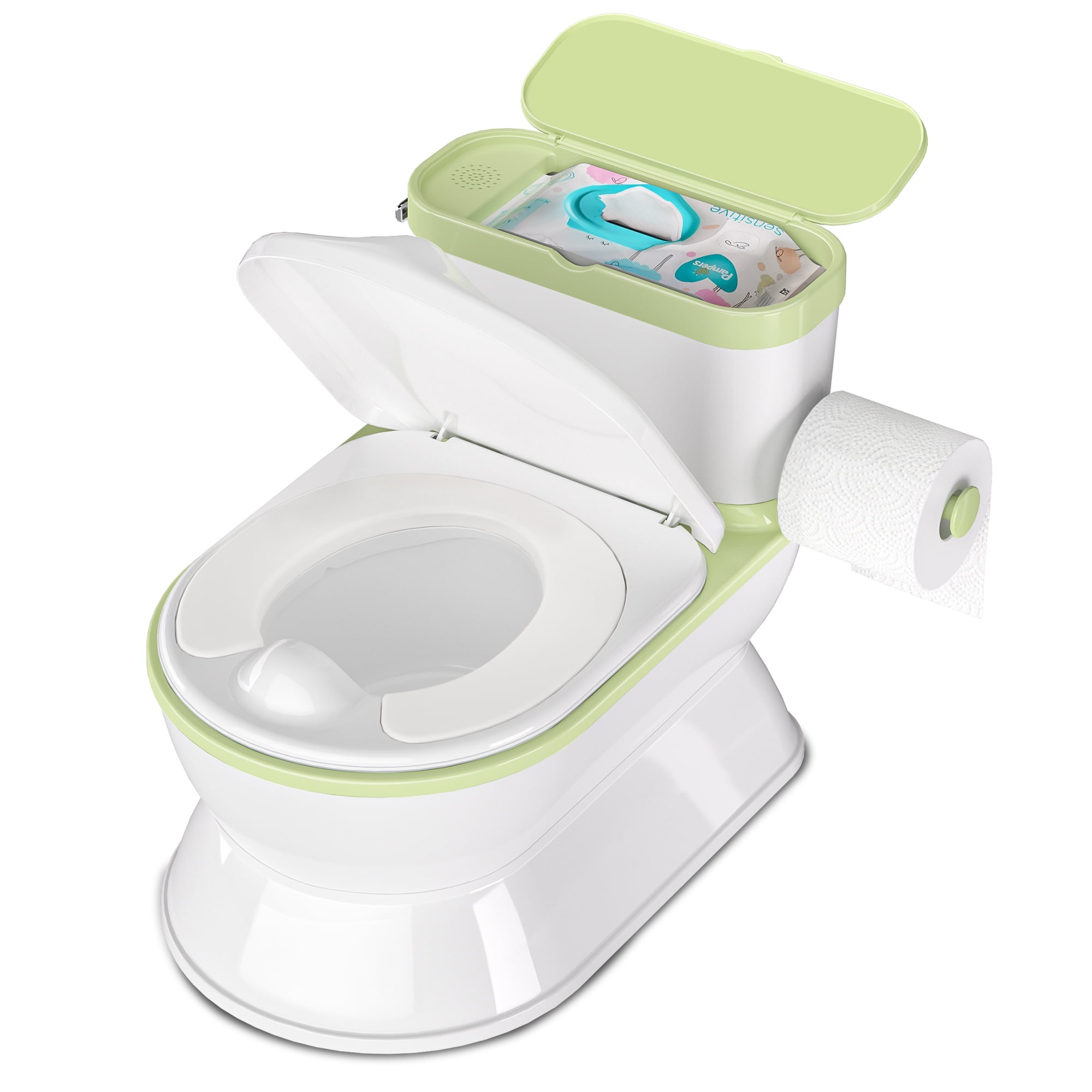 2 In 1 Toddler Potty Training Toilet Larger Potty Chair Detachable Training Seat for Boys Girls Ages 1 3 with Flushing Sound Wipes Storage