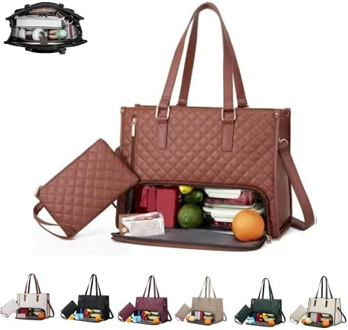 Borsa 2-in-1 Tote Bag Con Scomparto Pranzo Isolato - Per Lavoro, Ufficio, Computer E Spesa