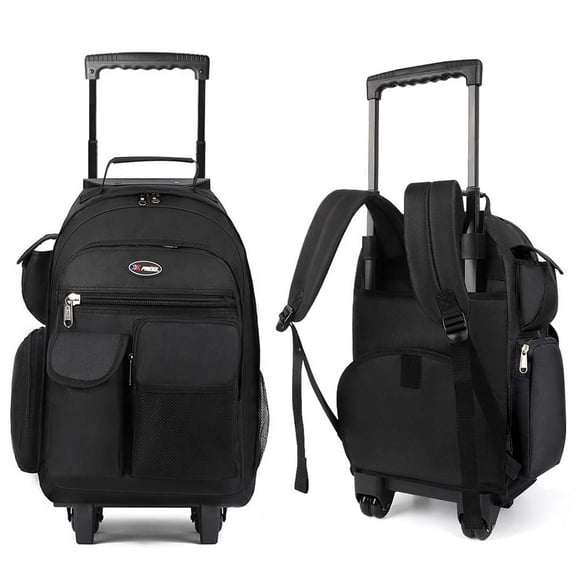 20" Rolling Backpack for Women Men,2 in 1 Carry On Travel Backpack with Wheels & Telescopic Handle for Work, Weekend, School & Short Trips, Black, JH2560