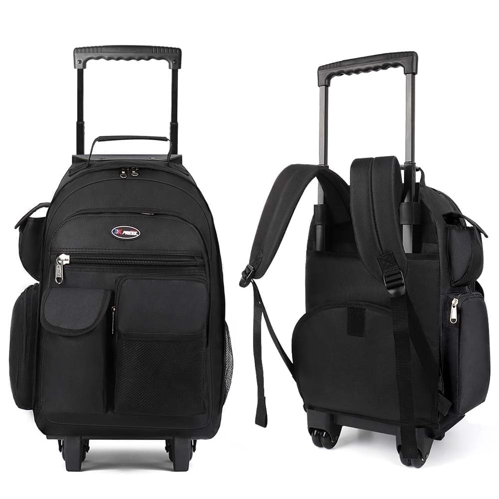 20" Rolling Backpack for Women Men, 2 in 1 Carry-on Travel Backpack with Wheels & Handle for Work, Weekend, School, Short Trips, Black - JH2560