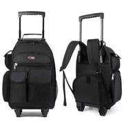20" Rolling Backpack for Women Men, 2 in 1 Carry-on Travel Backpack with Wheels & Handle for Work, Weekend, School, Short Trips, Black - JH2560